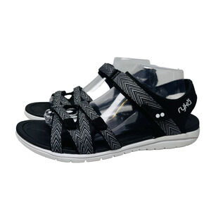 Ryka Savannah Sandals Womens Sz 9.5 M Black Gray Adjustable Straps Lightweight
